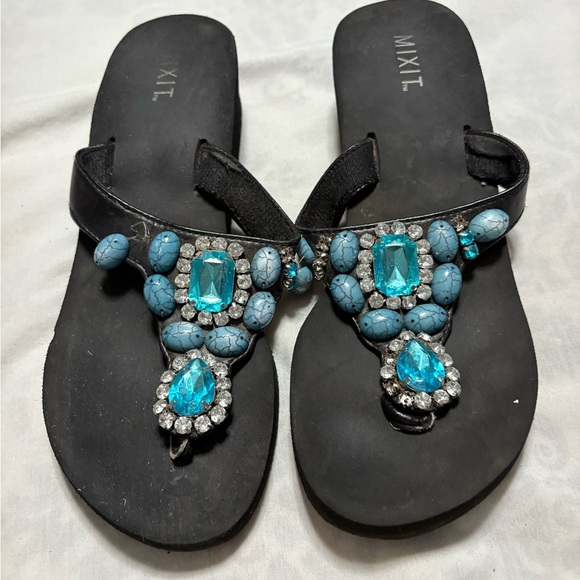 Mixit Shoes - MIXIT Black and Blue Embellished Women's Sandals